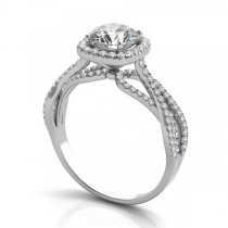 Diamond Twisted Halo Engagement Ring 14k White Gold (1.50ct)