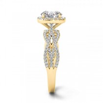 Diamond Twisted Halo Engagement Ring 14k Yellow Gold (1.50ct)