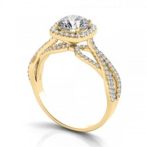 Diamond Twisted Halo Engagement Ring 14k Yellow Gold (1.50ct)