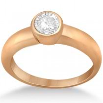 Bezel-Set Solitaire Engagement Ring Setting in 14k Rose Gold