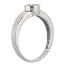 Bezel-Set Solitaire Engagement Ring Setting in 14k White Gold