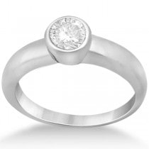 Bezel-Set Solitaire Engagement Ring Setting in 18k White Gold