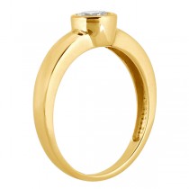 Bezel-Set Solitaire Engagement Ring Setting in 18k Yellow Gold