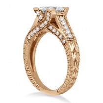 Antique Style Square Diamond Engagement Ring 14K Rose Gold (0.42ctw)
