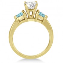 Pear Cut Three Stone Aquamarine Engagement Ring 14k Yellow Gold (0.50ct)