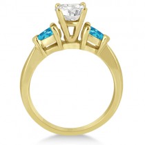 Pear Cut Three Stone Blue Topaz Engagement Ring 14k Yellow Gold (0.50ct)