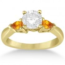 Pear Cut Three Stone Citrine Engagement Ring 14k Yellow Gold (0.50ct)