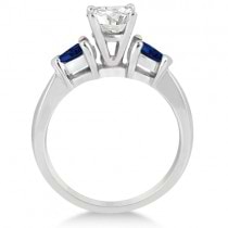 Pear Three Stone Blue Sapphire Engagement Ring 18k White Gold (0.50ct)