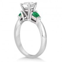 Pear Cut Three Stone Emerald Engagement Ring 14k White Gold (0.50ct)