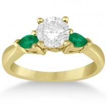 Pear Cut Three Stone Emerald Engagement Ring 14k Yellow Gold (0.50ct)