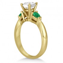 Pear Cut Three Stone Emerald Engagement Ring 18k Yellow Gold (0.50ct)