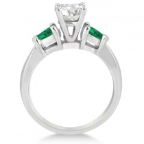 Pear Cut Three Stone Emerald Engagement Ring Palladium (0.50ct)