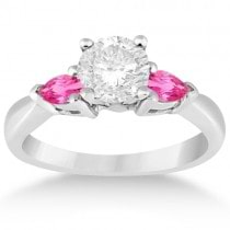 Three Stone Pink Sapphire Engagement Ring 18k White Gold (0.50ct)
