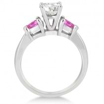 Three Stone Pink Sapphire Engagement Ring 18k White Gold (0.50ct)