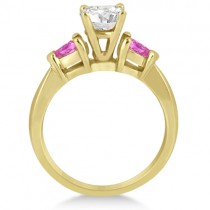 Three Stone Pink Sapphire Engagement Ring 18k Yellow Gold (0.50ct)