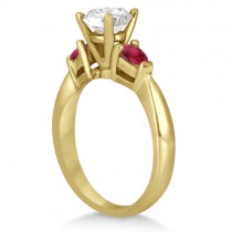 Pear Cut Three Stone Ruby Engagement Ring 14k Yellow Gold (0.50ct)