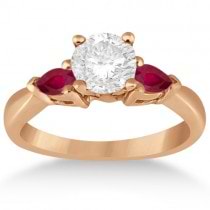 Pear Cut Three Stone Ruby Engagement Ring 18k Rose Gold (0.50ct)