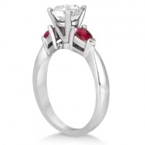 Pear Cut Three Stone Ruby Engagement Ring 18k White Gold (0.50ct)