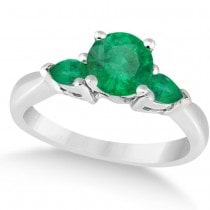 Pear Cut Three Stone Emerald Engagement Ring 14k White Gold (1.50ct)
