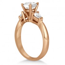 Three Stone Pear Shaped Lab Diamond Engagement Ring 18k Rose Gold (0.50ct)