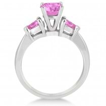 Pear Three Stone Pink Sapphire Engagement Ring 14k White Gold (1.50ct)