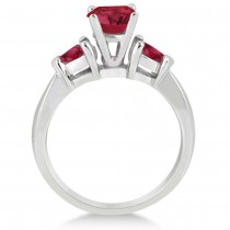 Pear Cut Three Stone Ruby Engagement Ring 14k White Gold (1.50ct)