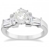 Baguette Diamond Engagement Ring Setting 14k White Gold (0.96ct)