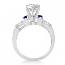 Blue Sapphire & Diamond Engagement Ring 18k White Gold (0.96ct)