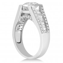 Diamond Baguette Accented Engagement Ring 18k White Gold (2.45ct)