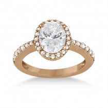 Oval Halo Diamond Engagement Ring Setting 14k Rose Gold (0.36ct)