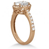 Oval Halo Diamond Engagement Ring Setting 14k Rose Gold (0.36ct)