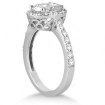 Oval Halo Diamond Engagement Ring Setting 14k White Gold (0.36ct)
