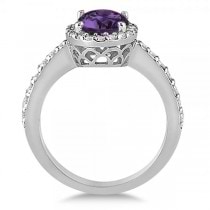 Oval Halo Amethyst Engagement Ring Setting 14k White Gold (3.29ct)
