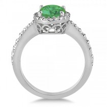 Oval Halo Emerald Engagement Ring Setting 14k White Gold (3.29ct)