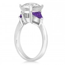 Amethyst Three Stone Trilliant Engagement Ring Platinum (0.70ct)