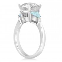 Aquamarine Three Stone Trilliant Engagement Ring 14k White Gold (0.70ct)