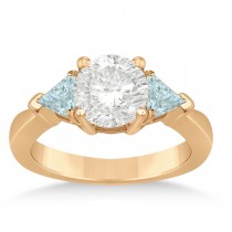 Aquamarine Three Stone Trilliant Engagement Ring 18k Rose Gold (0.70ct)