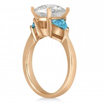 Blue Diamond Three Stone Trilliant Engagement Ring 14k Rose Gold (0.70ct)