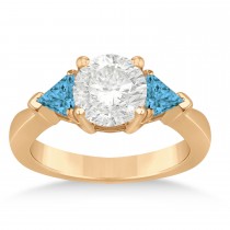 Blue Diamond Three Stone Trilliant Engagement Ring 18k Rose Gold (0.70ct)