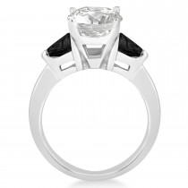 Black Diamond Three Stone Trilliant Engagement Ring 14k White Gold (0.70ct)