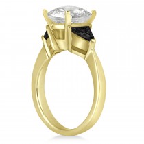 Black Diamond Three Stone Trilliant Engagement Ring 18k Yellow Gold (0.70ct)