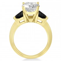 Black Diamond Three Stone Trilliant Engagement Ring 18k Yellow Gold (0.70ct)