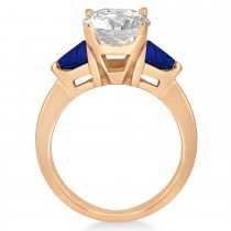 Blue Sapphire Three Stone Trilliant Engagement Ring 14k Rose Gold (0.70ct)