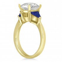 Blue Sapphire Three Stone Trilliant Engagement Ring 14k Yellow Gold (0.70ct)