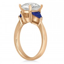 Blue Sapphire Three Stone Trilliant Engagement Ring 18k Rose Gold (0.70ct)