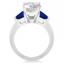 Blue Sapphire Three Stone Trilliant Engagement Ring Palladium (0.70ct)