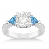 Blue Topaz Three Stone Trilliant Engagement Ring 14k White Gold (0.70ct)