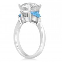 Blue Topaz Three Stone Trilliant Engagement Ring 18k White Gold (0.70ct)