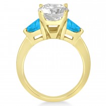 Blue Topaz Three Stone Trilliant Engagement Ring 18k Yellow Gold (0.70ct)