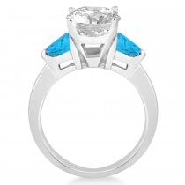 Blue Topaz Three Stone Trilliant Engagement Ring Platinum (0.70ct)
